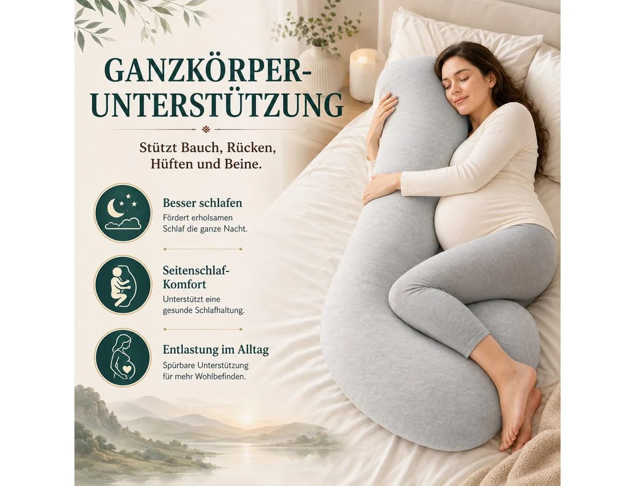 Luckice L-Form Stillkissen Grau Atmungsaktiv & Waschbar - Bild 3