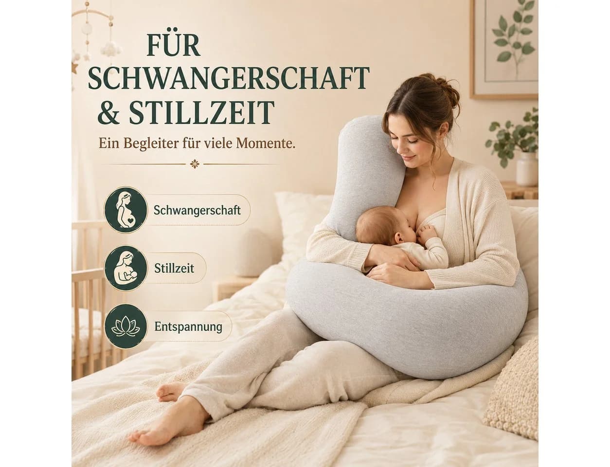 Luckice L-Form Stillkissen Grau Atmungsaktiv & Waschbar - Bild 4