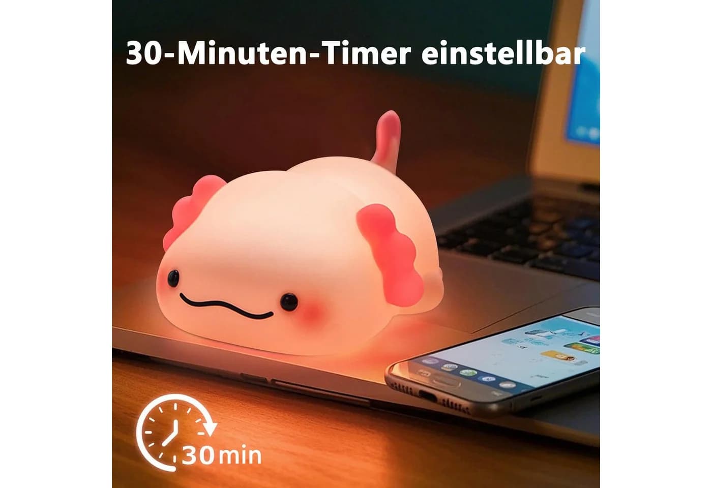 Luckice LED Nachtlicht LED Nachttischlampe, LED Tischlampe, Einstellbare Helligkeit, 30-Minuten-Timer, 1200-mAh-Akku - Bild 3