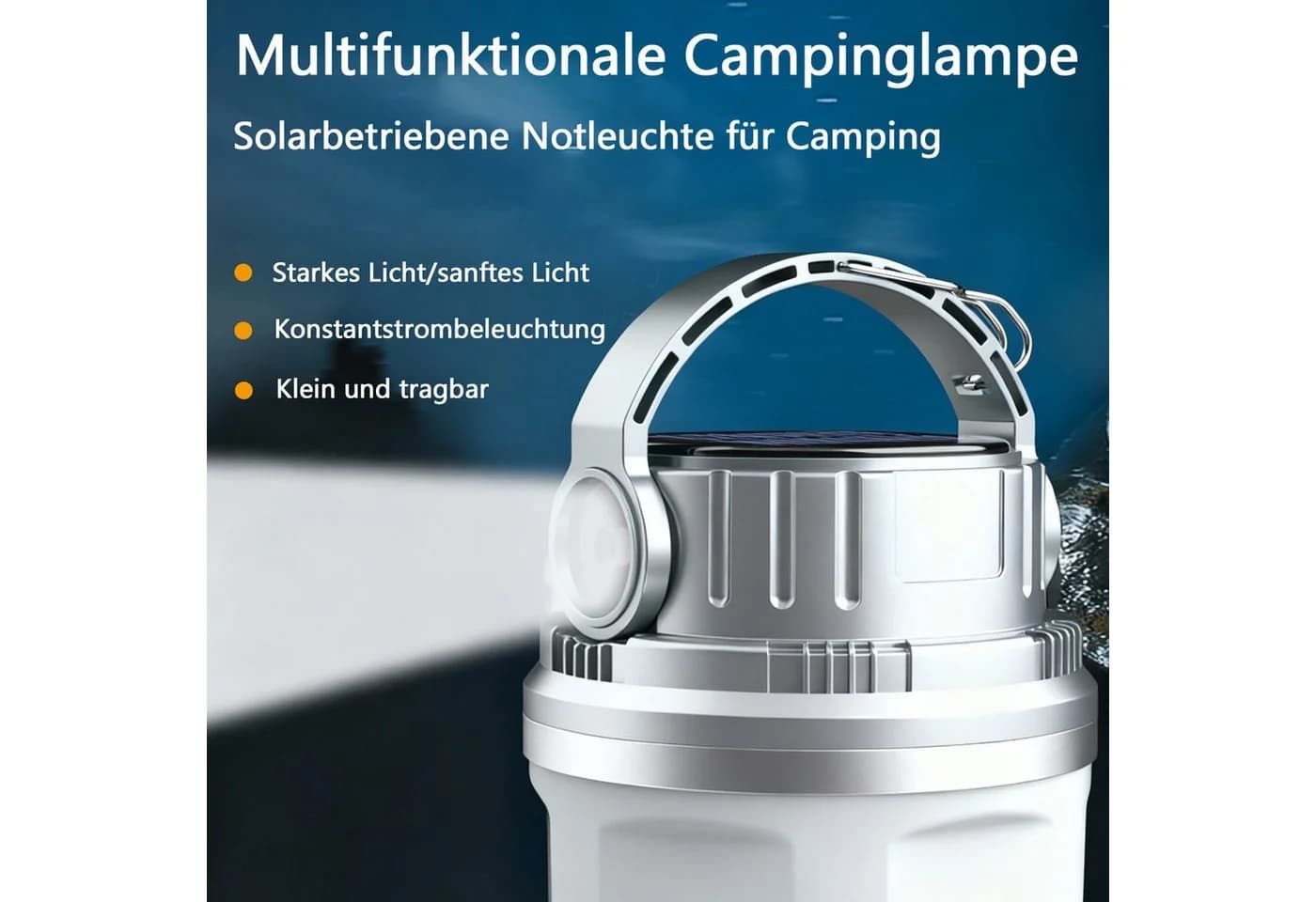 Luckice LED Gartenleuchte Campinglampe Grau Solar USB-C