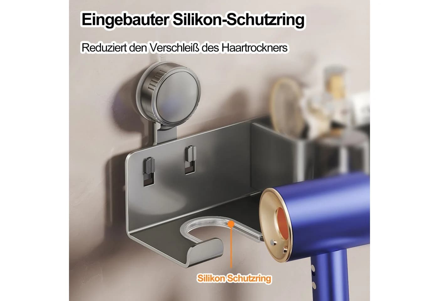 Luckice Zahnputzbecherhalter Wandmontierter Zahnbürstenhalter Haartrocknerhalter - Bild 3