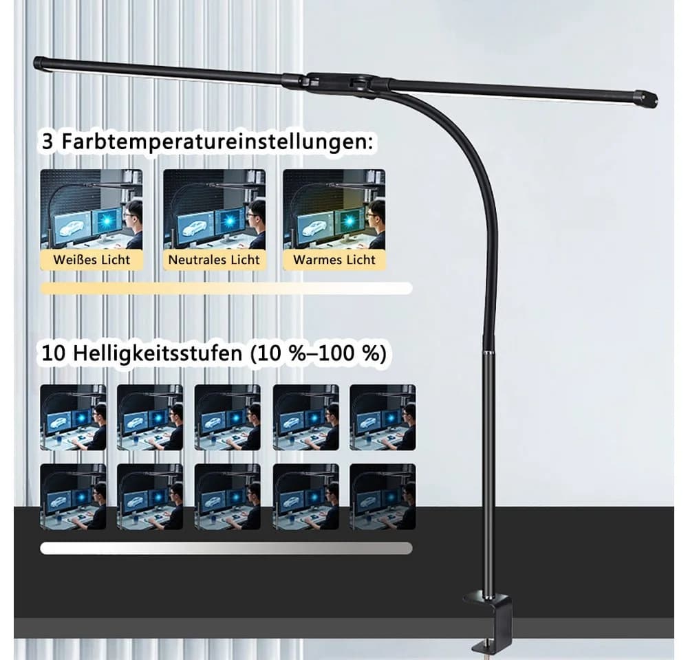 Luckice Schreibtischlampe LED 10 Helligkeitsstufen 12W 1400 Lumen - Bild 4