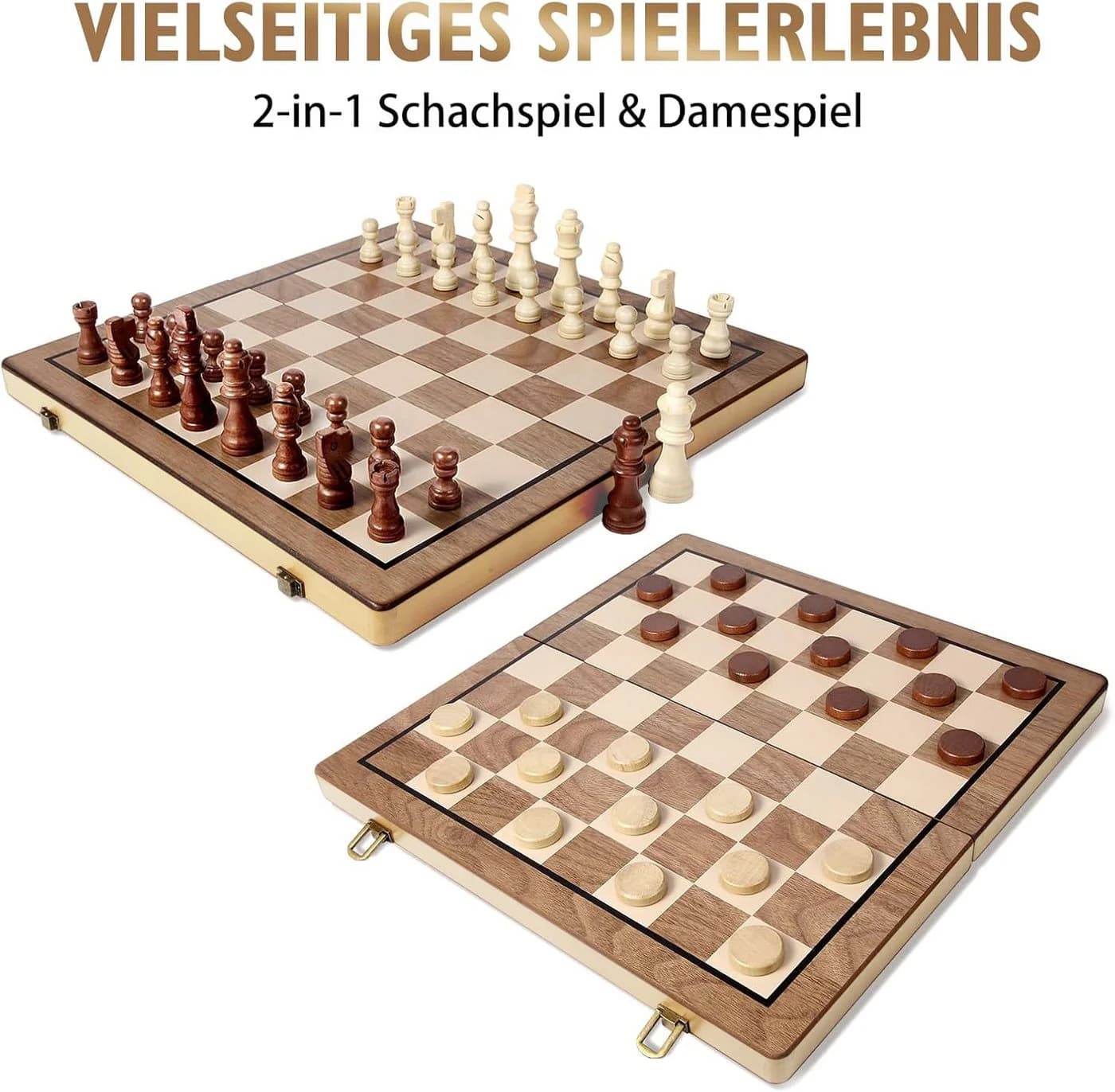 Luckice Magnetisches Schachspiel aus Massivholz mit Tragetasche