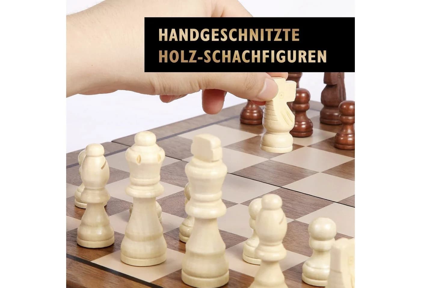 Luckice Magnetisches Schachspiel aus Massivholz mit Tragetasche - Bild 3