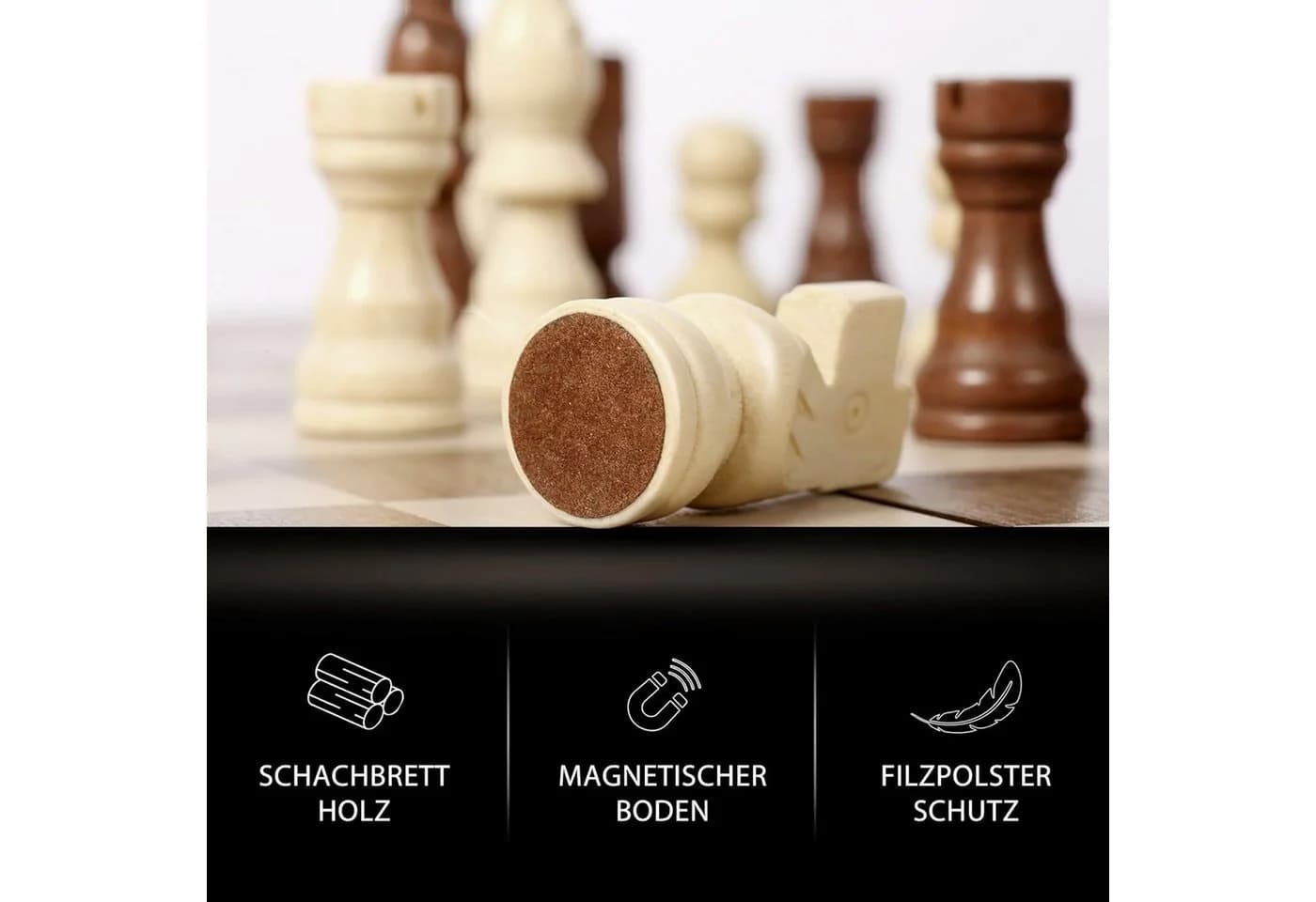 Luckice Magnetisches Schachspiel aus Massivholz mit Tragetasche - Bild 4