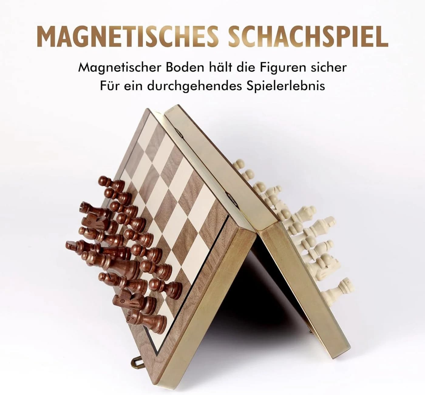Luckice Magnetisches Schachspiel aus Massivholz mit Tragetasche - Bild 5