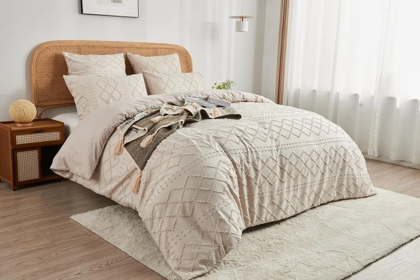 ibettertec Bettwäsche Boho Beige Geometrisches Muster Mikrofaser - Bild 2