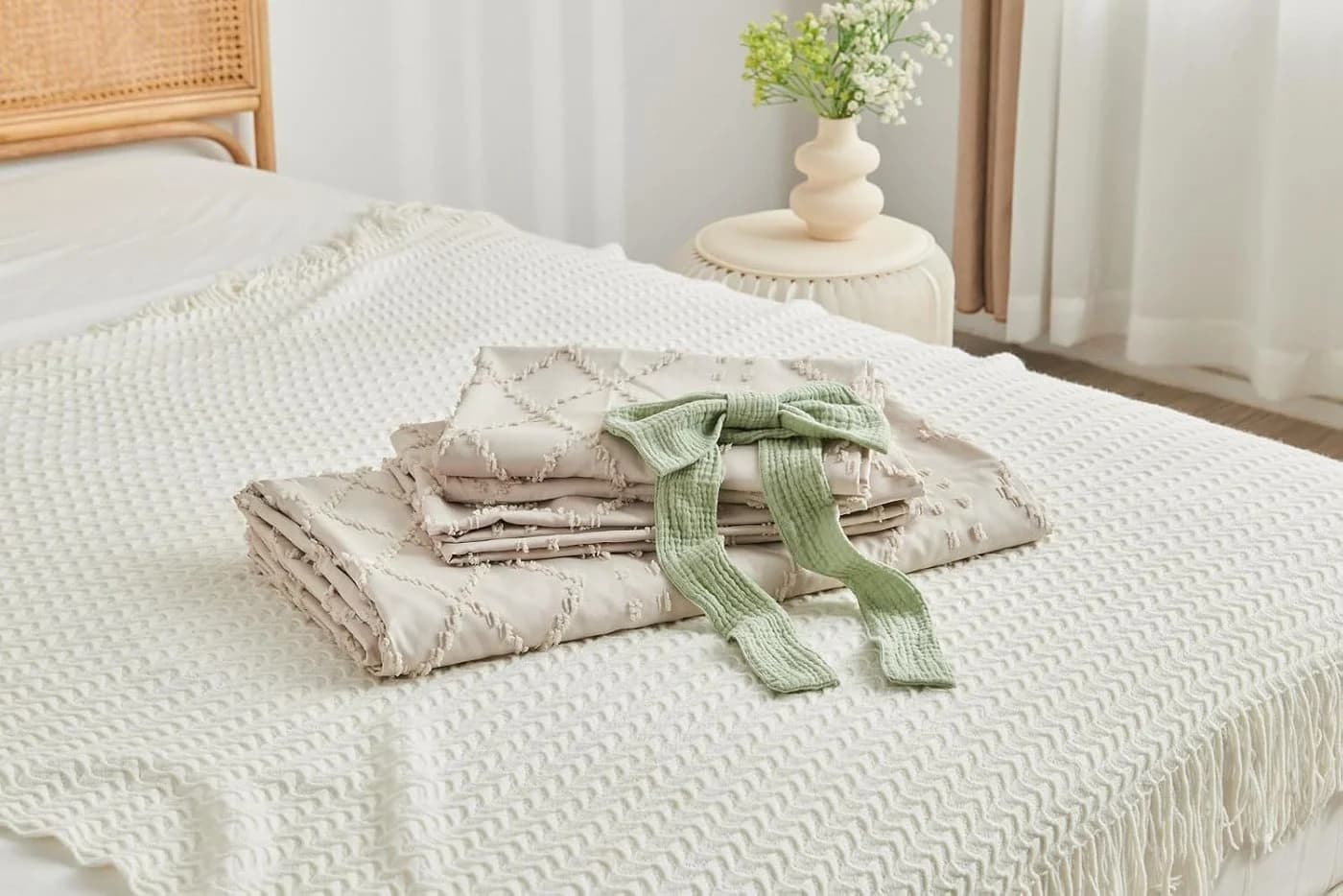 ibettertec Bettwäsche Boho Beige Geometrisches Muster Mikrofaser - Bild 5