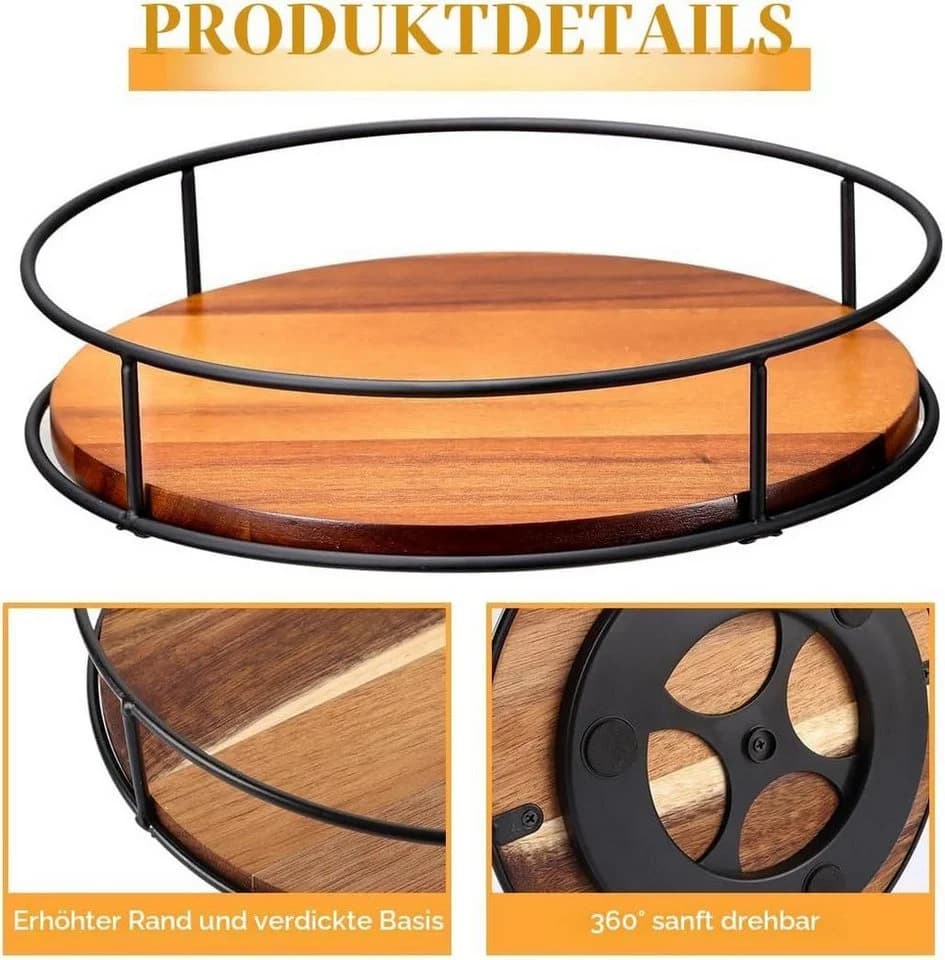 Fyrove Drehbarer Organizer 360° Drehteller Naturholz