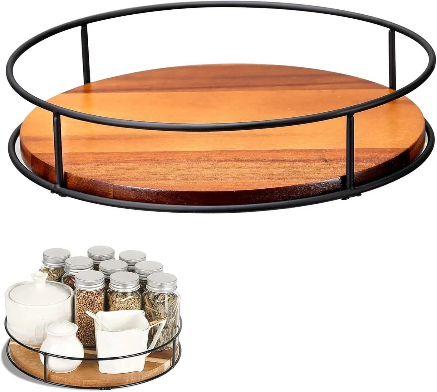 Fyrove Drehbarer Organizer 360° Drehteller Naturholz - Bild 2