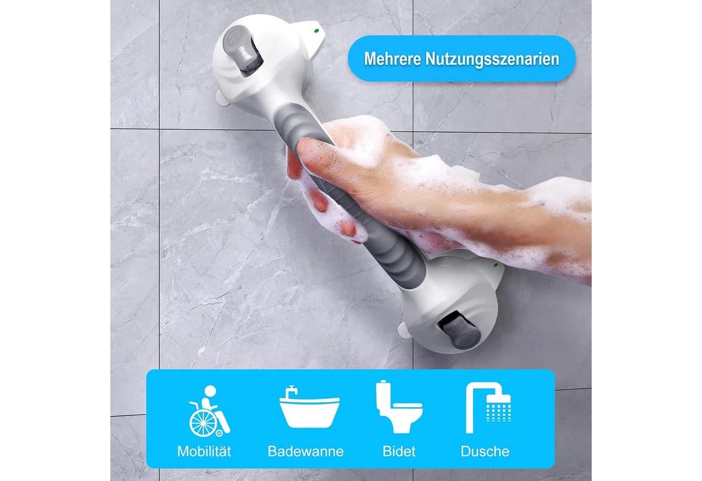 wohnTRAUM24 Haltegriff Dusche Grau Ohne Bohren