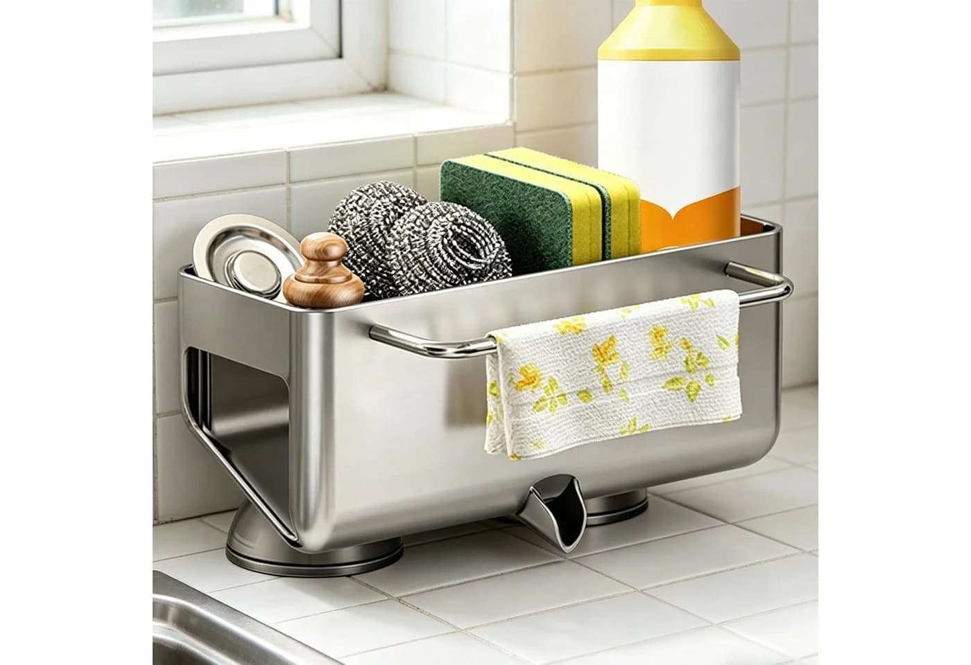 wohnTRAUM24 Küchenorganizer Grau Edelstahl Saugnapf - Bild 3