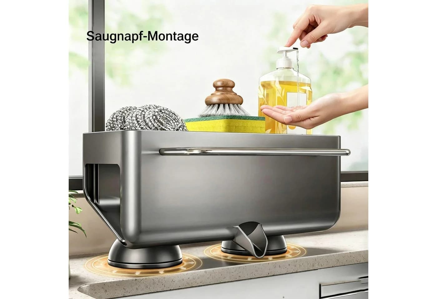 wohnTRAUM24 Küchenorganizer Grau Edelstahl Saugnapf - Bild 4