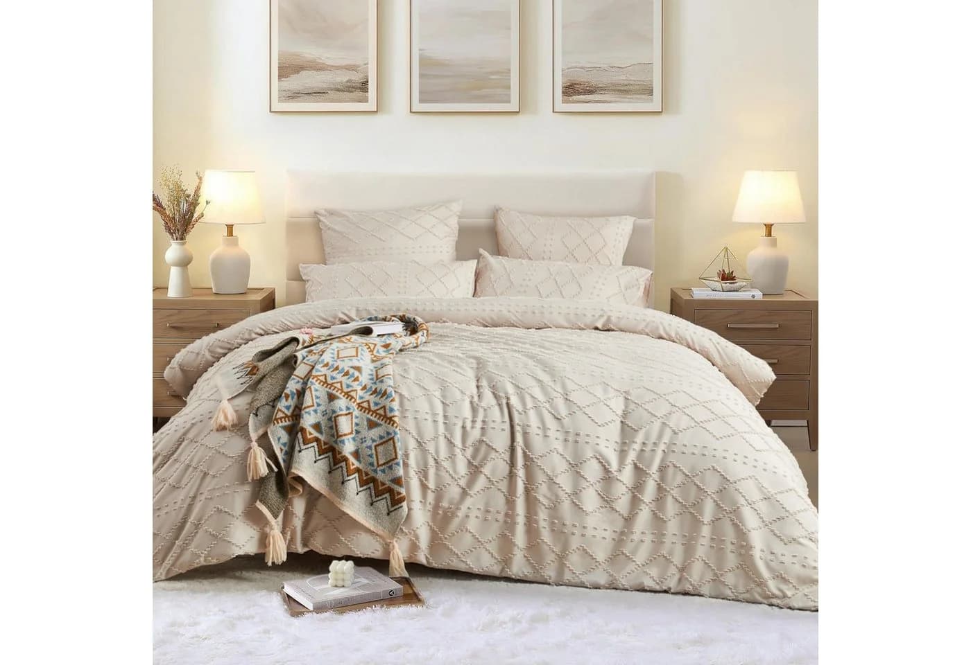 wohnTRAUM24 Bettwäsche Boho Beige Mikrofaser mit Stickerei - Bild 3