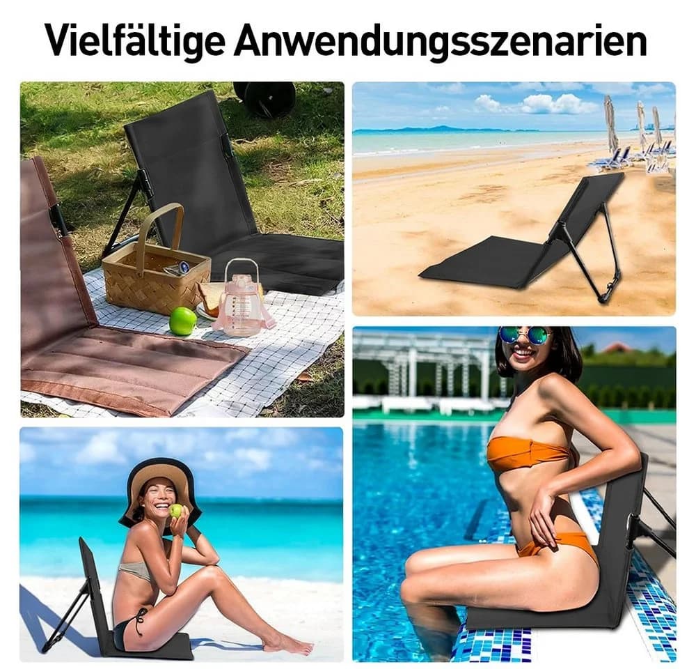 wohnTRAUM24 Faltbarer Strandsitz Schwarz Aluminium - Bild 4