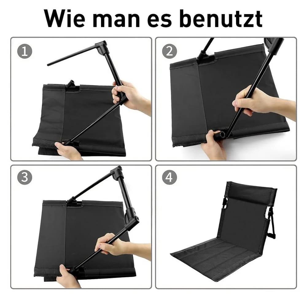 wohnTRAUM24 Faltbarer Strandsitz Schwarz Aluminium - Bild 5