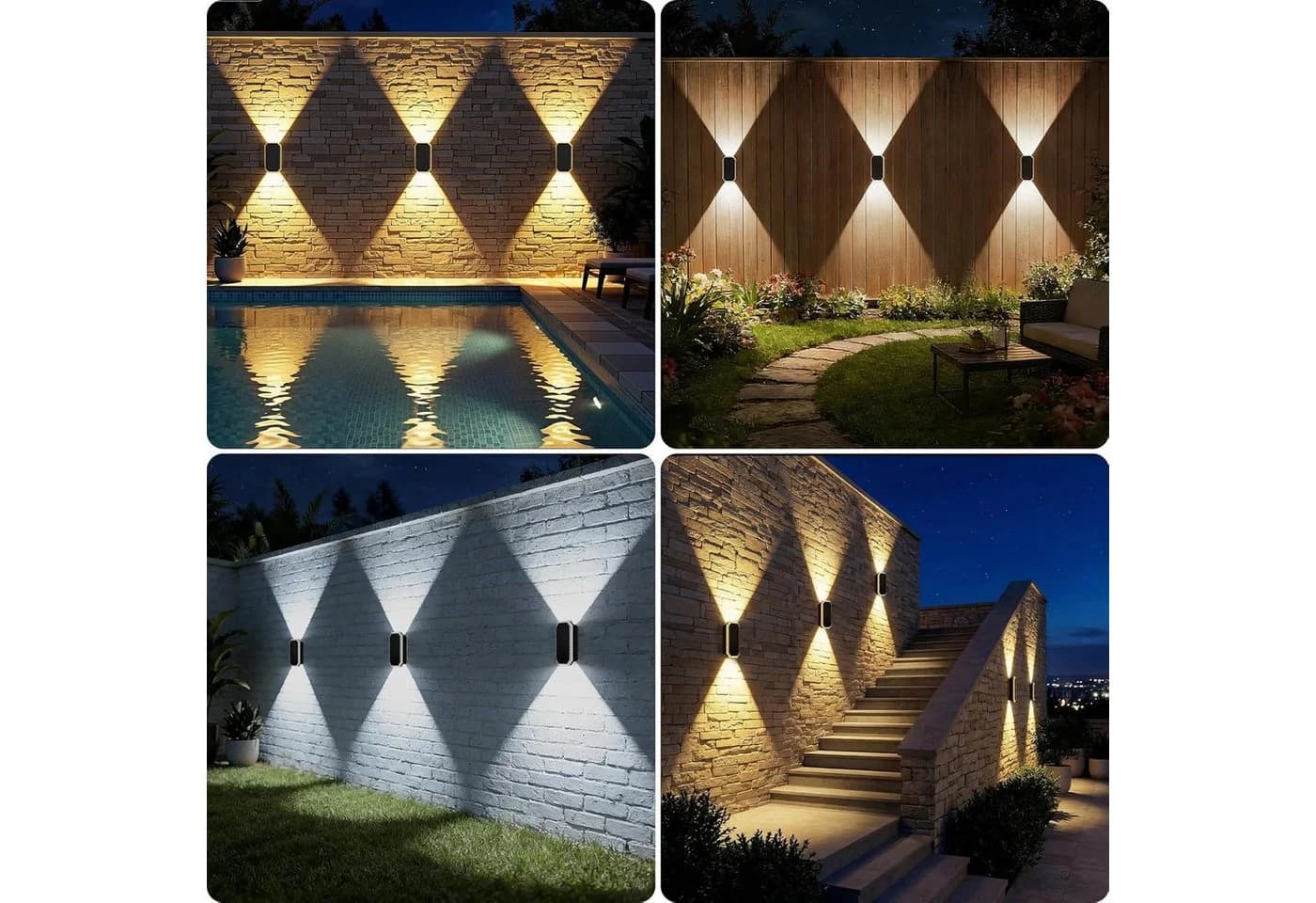 wohnTRAUM24 Solar Wandleuchte Außen 2er Schwarz Up & Down LED 3 Lichtfarben - Bild 4