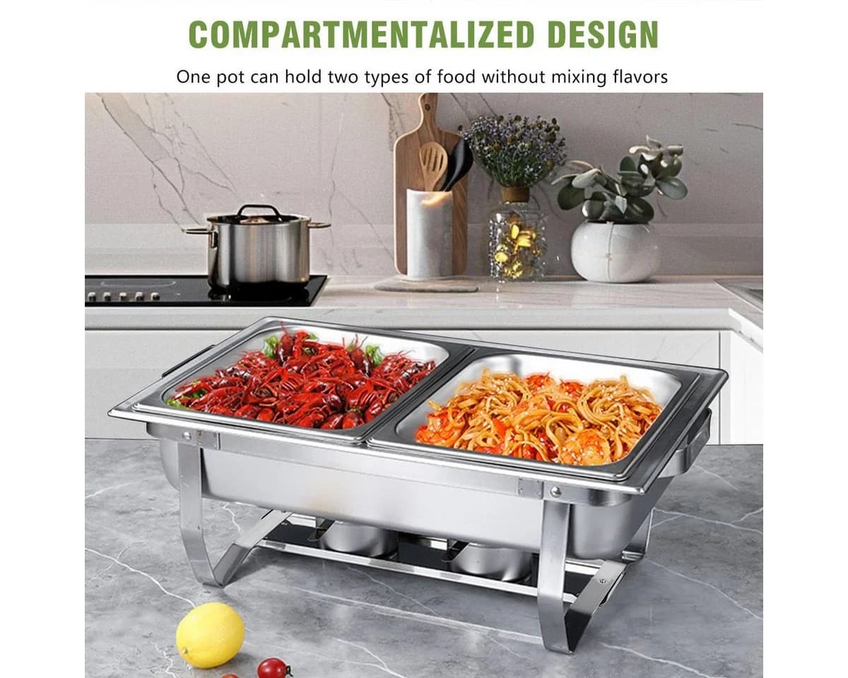 wohnTRAUM24 Speisenwärmer 11L Edelstahl Buffetwärmer-Set Klappbar - Bild 3