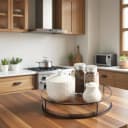 ibettertec Küchenorganizer-Set 360° drehbares Lagerregal Naturholz Bild 1
