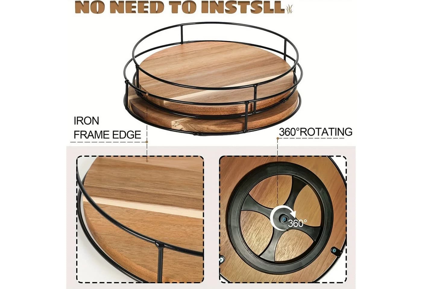 ibettertec Küchenorganizer-Set 360° drehbares Lagerregal Naturholz - Bild 5