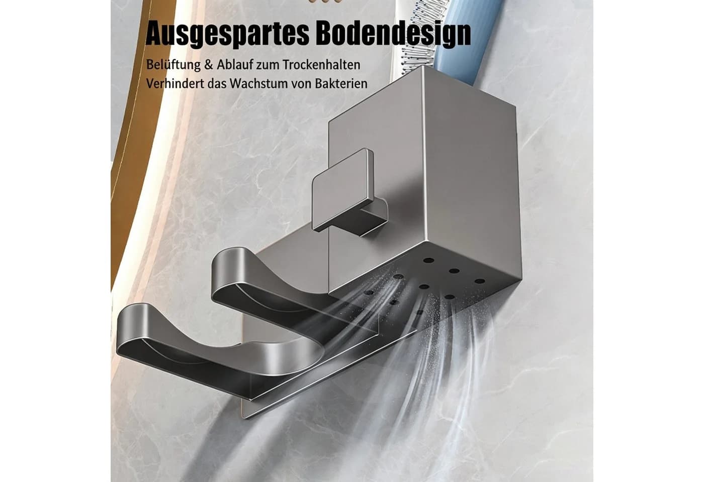 Toomoke Haartrocknerhalter Grau Aluminium Ohne Bohren - Bild 4