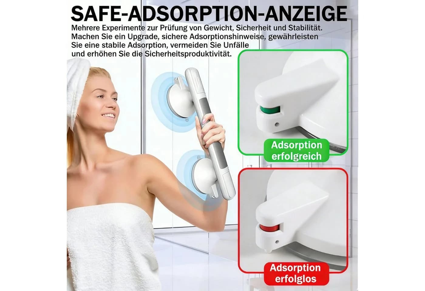 Toomoke Haltegriff mit Saugnapf Weiß ohne Bohren - Bild 4