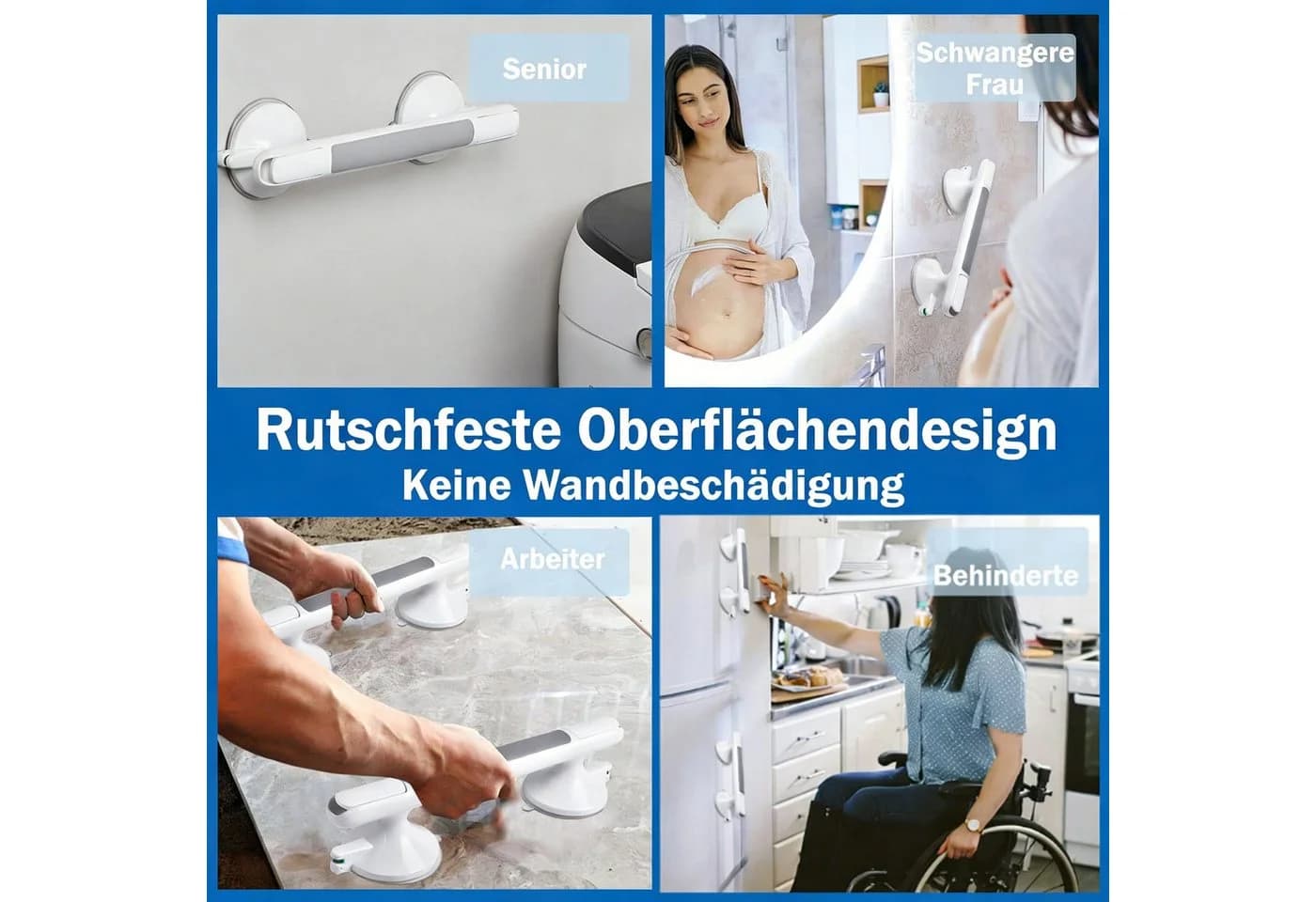 Toomoke Haltegriff mit Saugnapf Weiß ohne Bohren - Bild 5