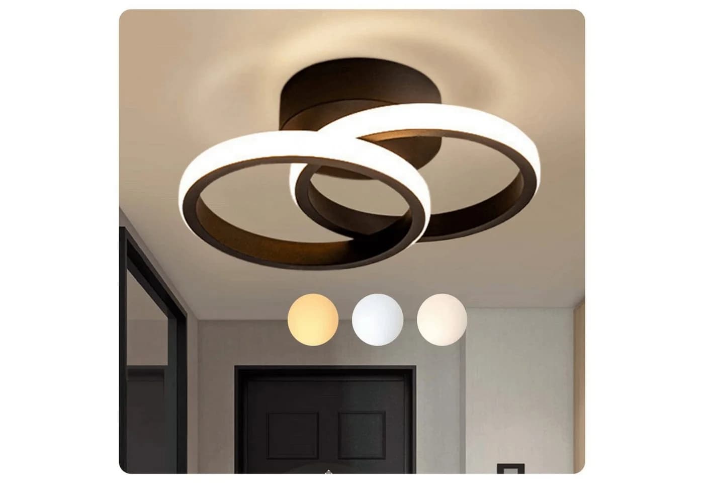 Forrlite LED Deckenleuchte 3-Farbig Schwarz Modern - Bild 2