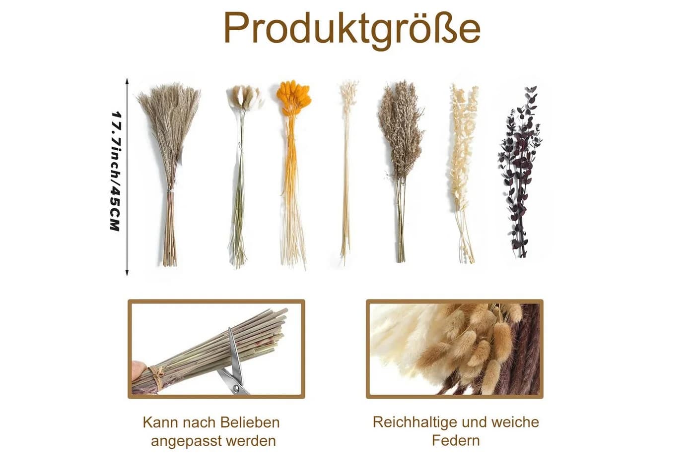 ibettertec Trockenblume Pampasgras 100 Stück Boho Dekor