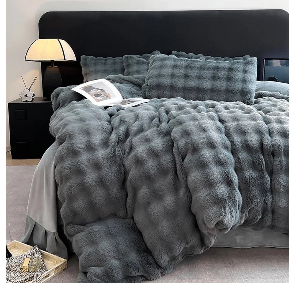 ibettertec Winter Plüsch Bettwäsche Flauschig Kaninchenfellimitat Microfaser - Bild 3