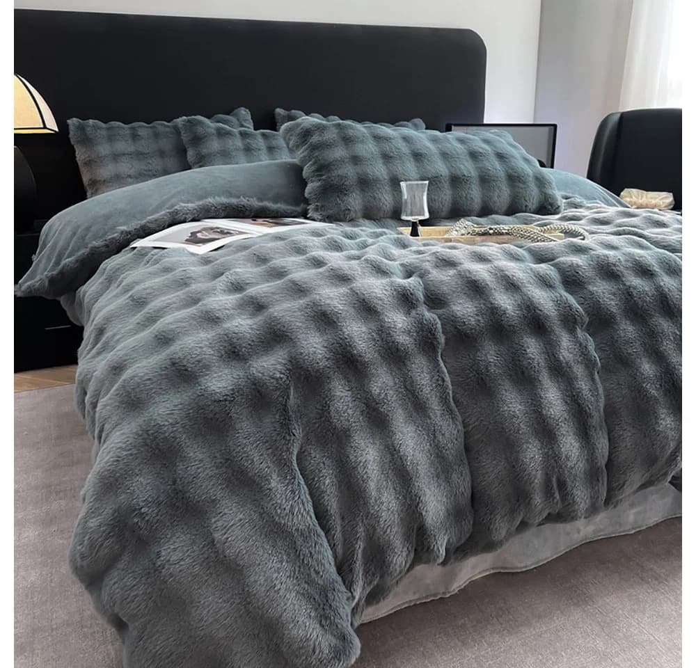 ibettertec Winter Plüsch Bettwäsche Flauschig Kaninchenfellimitat Microfaser - Bild 4