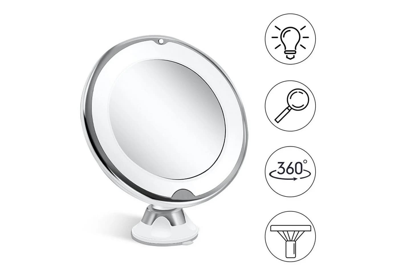 ibettertec Kosmetikspiegel mit LED-Beleuchtung, 10X Vergrößerung und Saugnapf - Bild 2