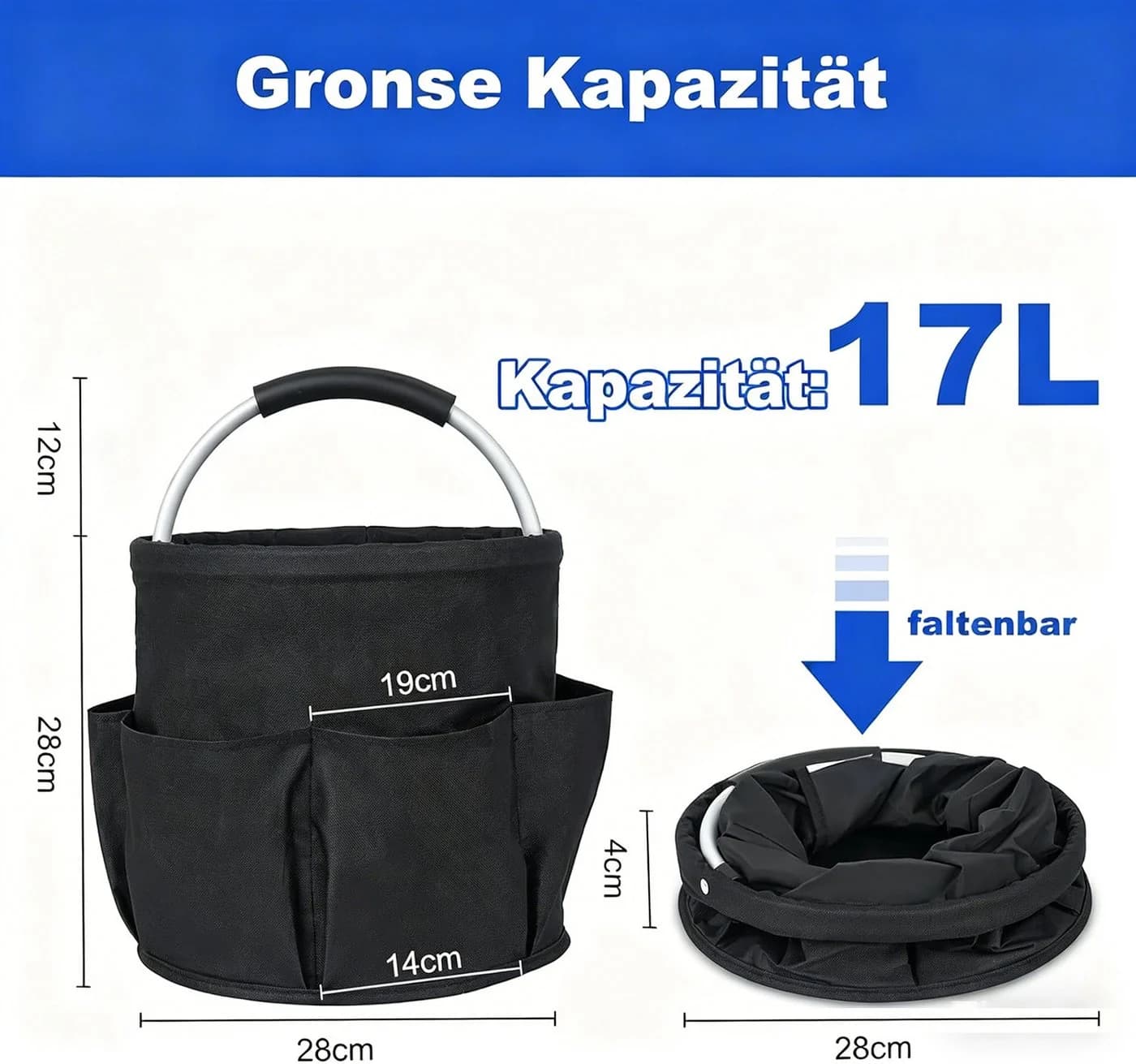 ibettertec Faltbarer Putzmittel Organizer mit Griff und 6 Taschen - Bild 4