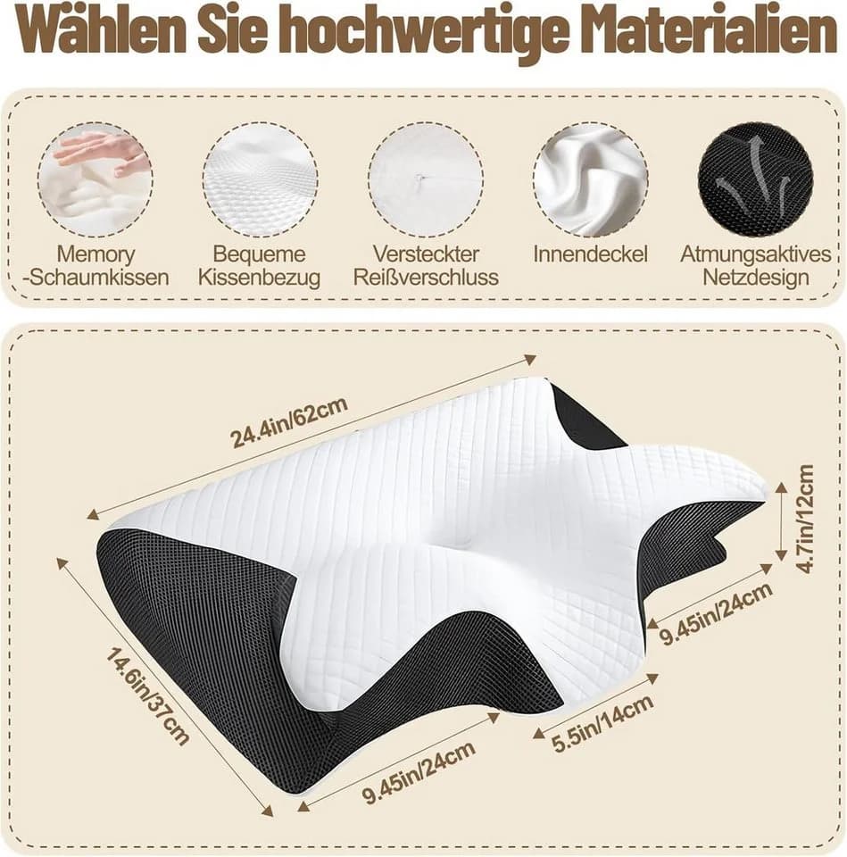 Fyrove Nackenstützkissen Schwarz Memory Foam