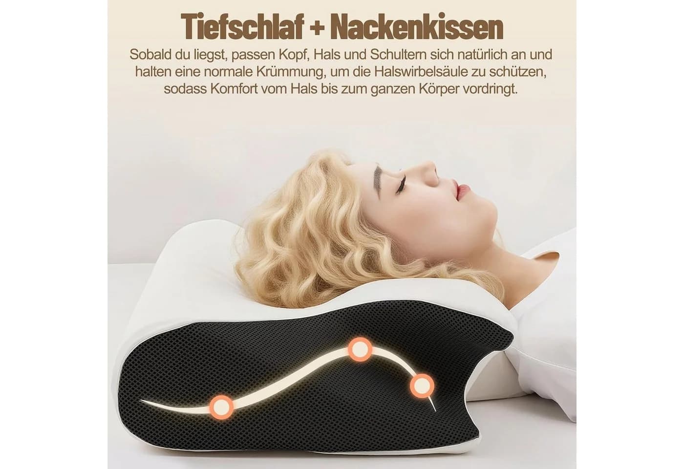 Fyrove Nackenstützkissen Schwarz Memory Foam - Bild 3