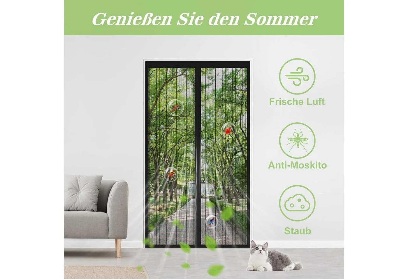 Toomoke Magnetischer Insektenschutz-Vorhang für Balkontür