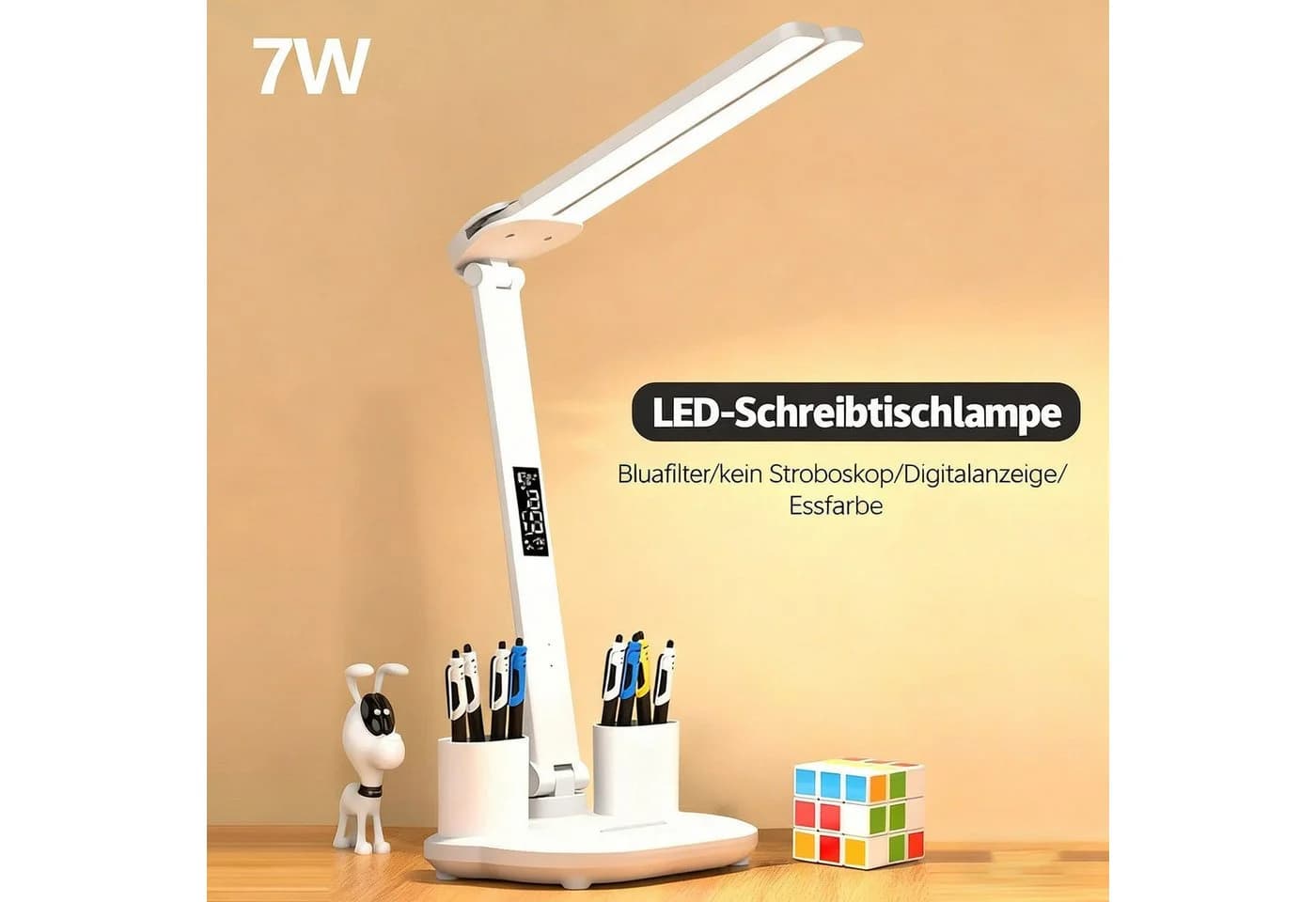 Toomoke LED Schreibtischlampe Dimmbar Touch Weiß Multifunktional