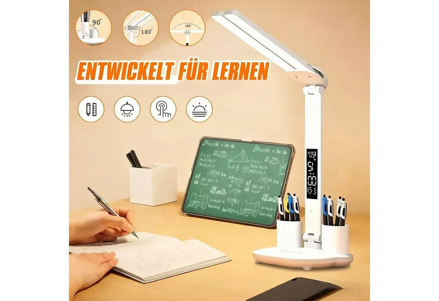 Toomoke LED Schreibtischlampe Dimmbar Touch Weiß Multifunktional - Bild 5
