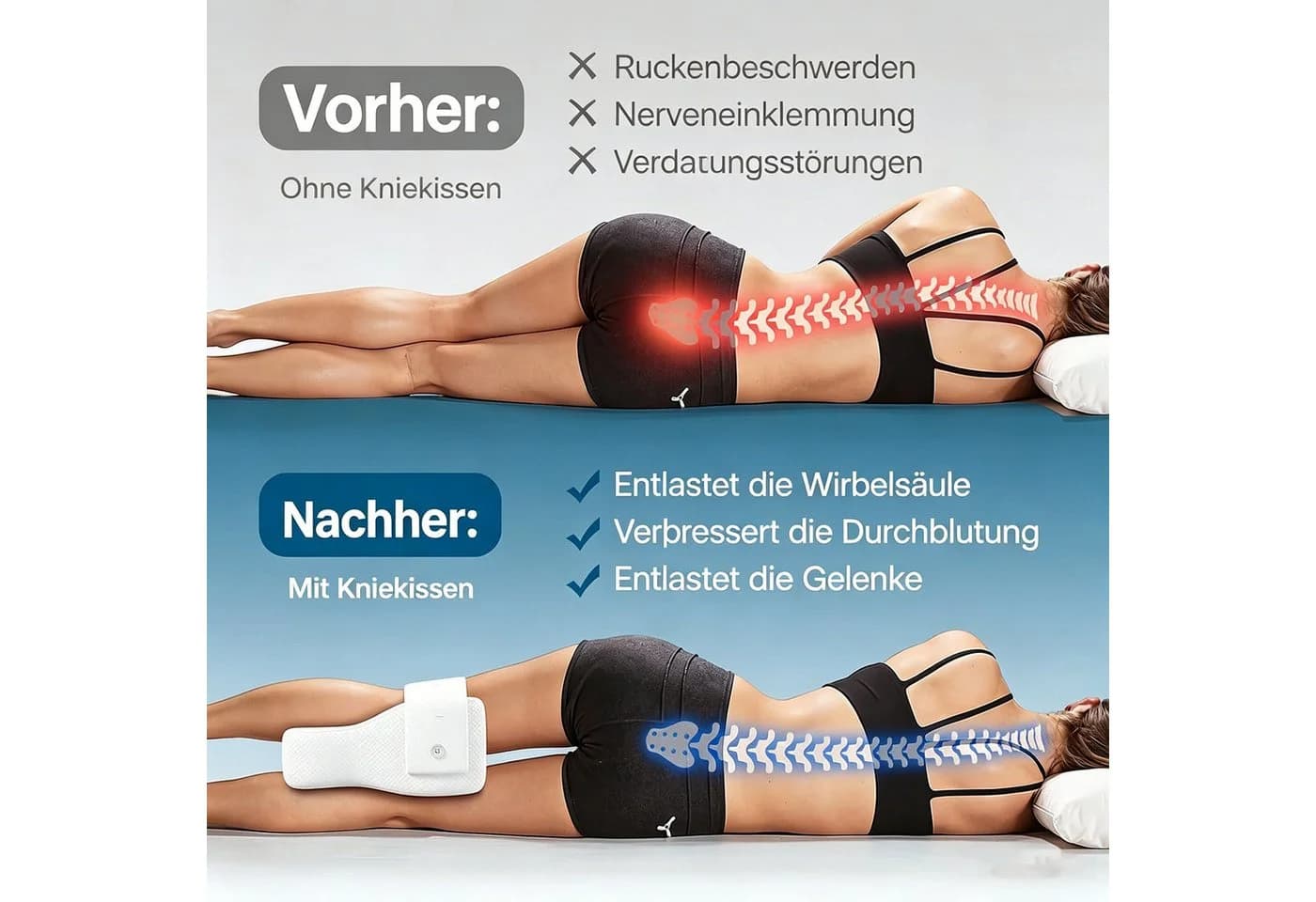 Fyrove Kniekissen für Seitenschläfer Weiß Orthopädisch - Bild 3