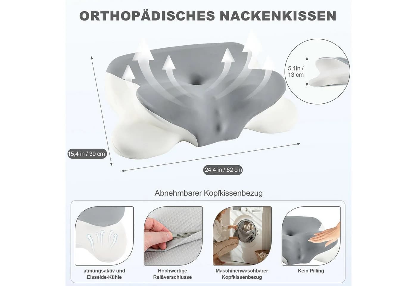 wohnTRAUM24 Nackenstützkissen Memory Foam Grau