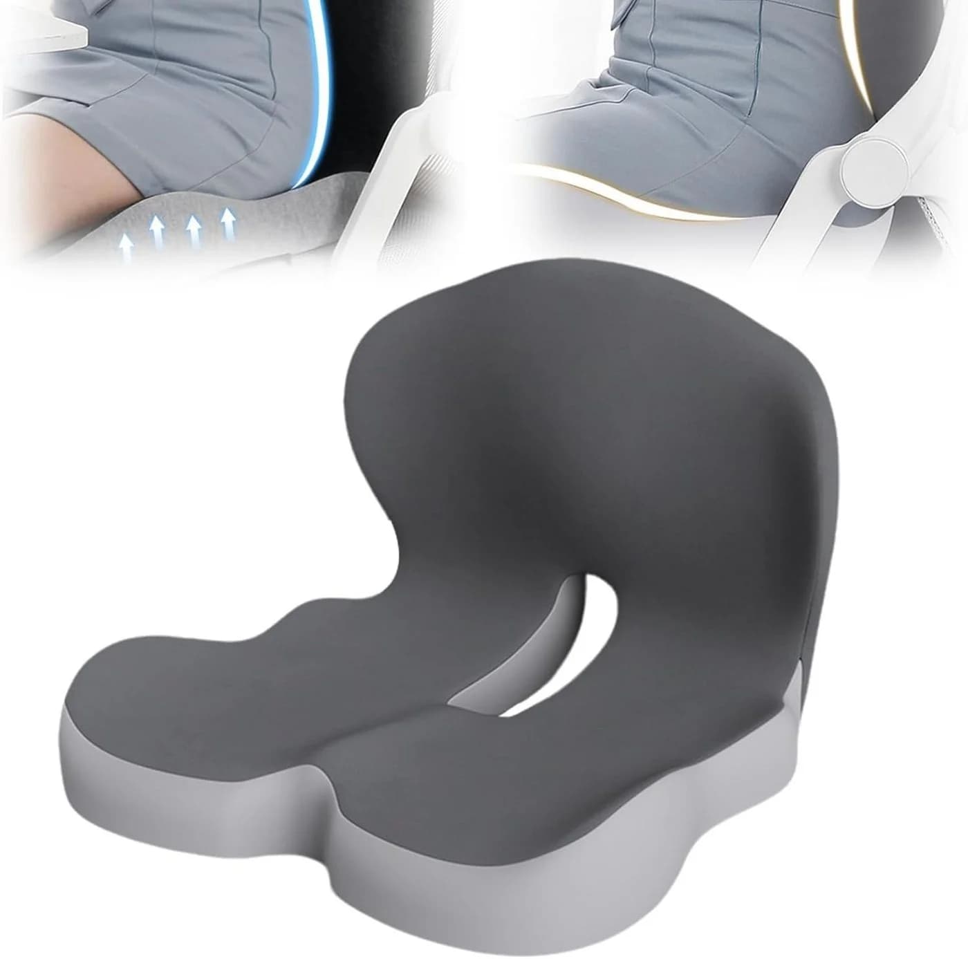 wohnTRAUM24 Orthopädisches Sitzkissen Grau Memory Foam - Bild 2