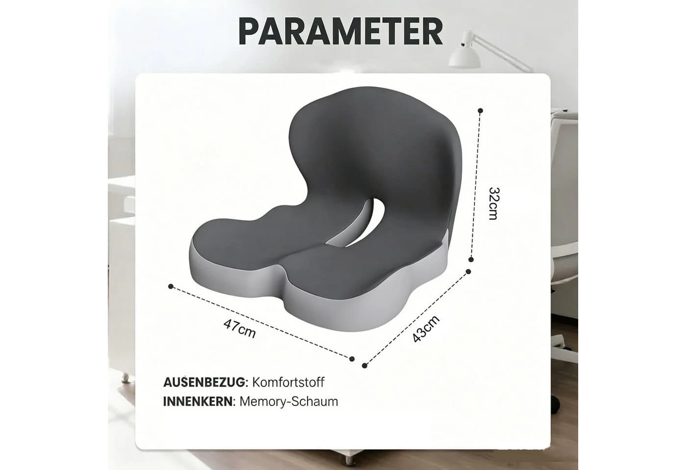 wohnTRAUM24 Orthopädisches Sitzkissen Grau Memory Foam - Bild 3