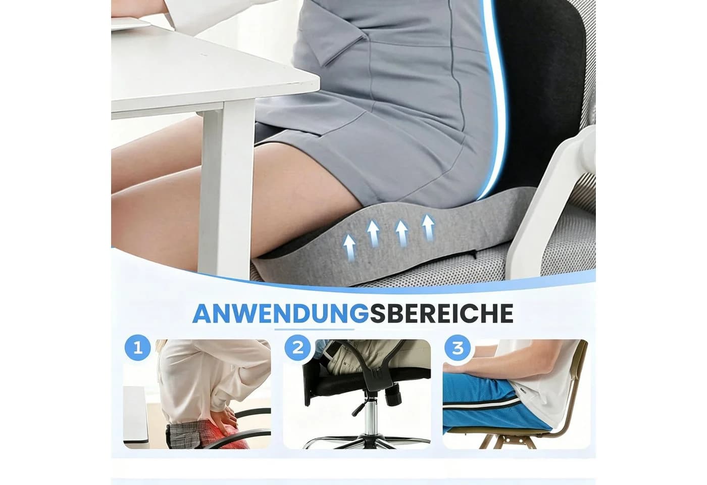 wohnTRAUM24 Orthopädisches Sitzkissen Grau Memory Foam - Bild 5