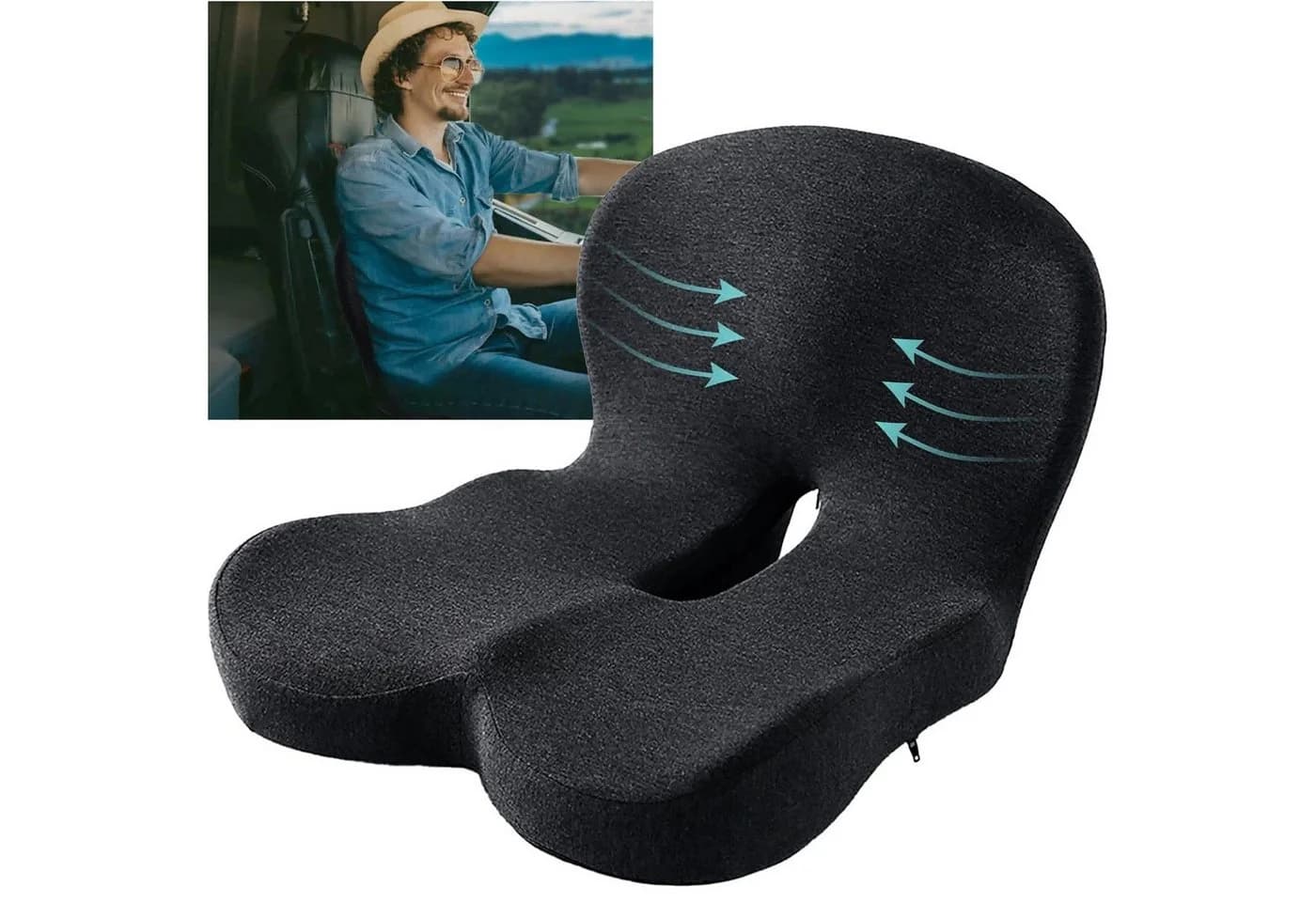 wohnTRAUM24 Orthopädisches Sitzkissen Memory Foam Schwarz - Bild 2