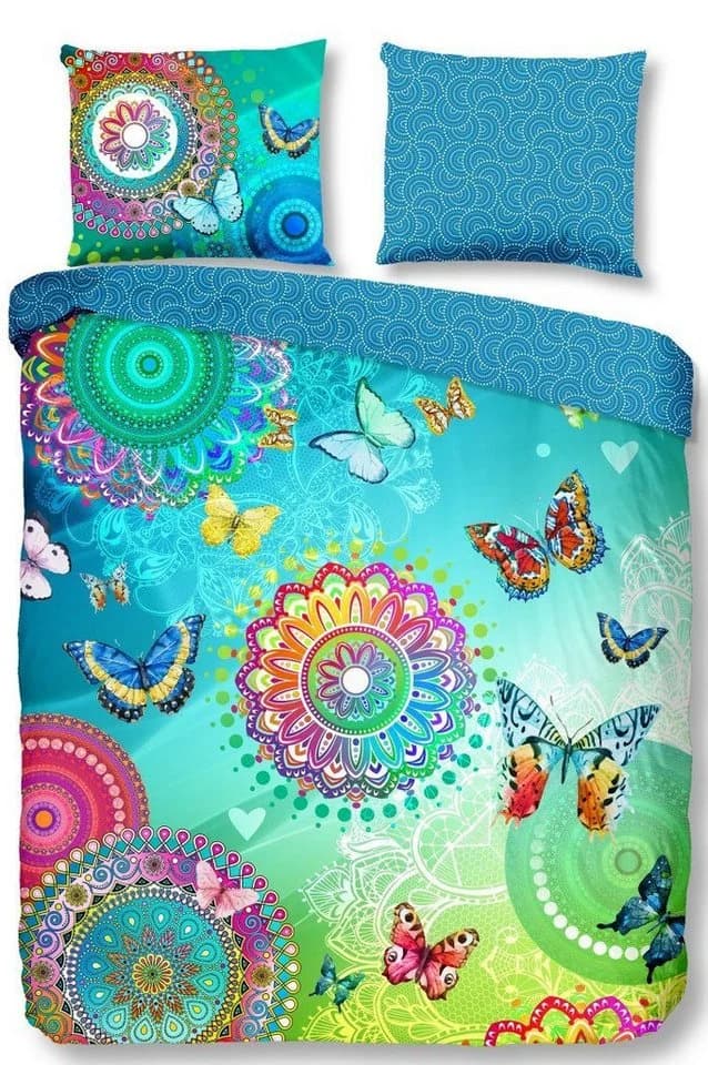 wohnTRAUM24 Wendebettwäsche Baumwolle Bunt Blau Mandalas Schmetterlinge - Bild 2