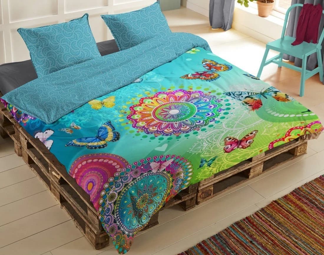 wohnTRAUM24 Wendebettwäsche Baumwolle Bunt Blau Mandalas Schmetterlinge - Bild 4