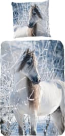 good morning Kinderbettwäsche Biber Set WHITE HORSE Weiß/Blau Bild 1