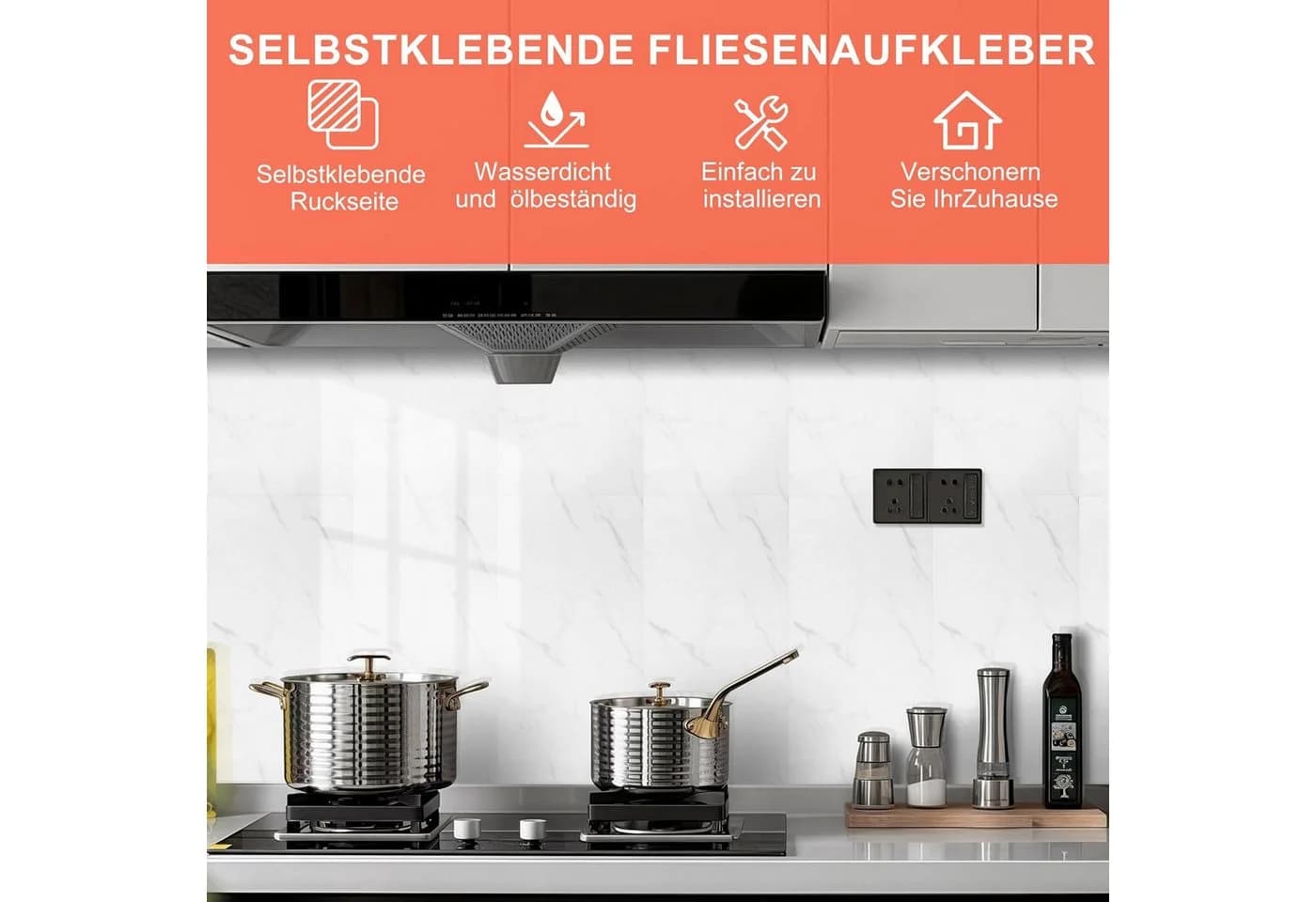 wohnTRAUM24 Fliesenaufkleber Marmor Grau Selbstklebend 10 St - Bild 4