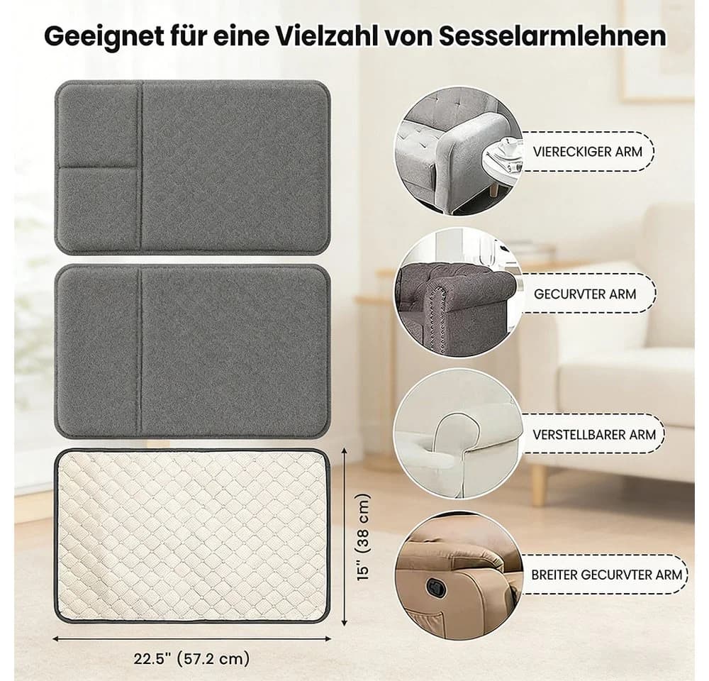 wohnTRAUM24 Sesselschoner Grau Wasserdicht Mit Tasche - Bild 5