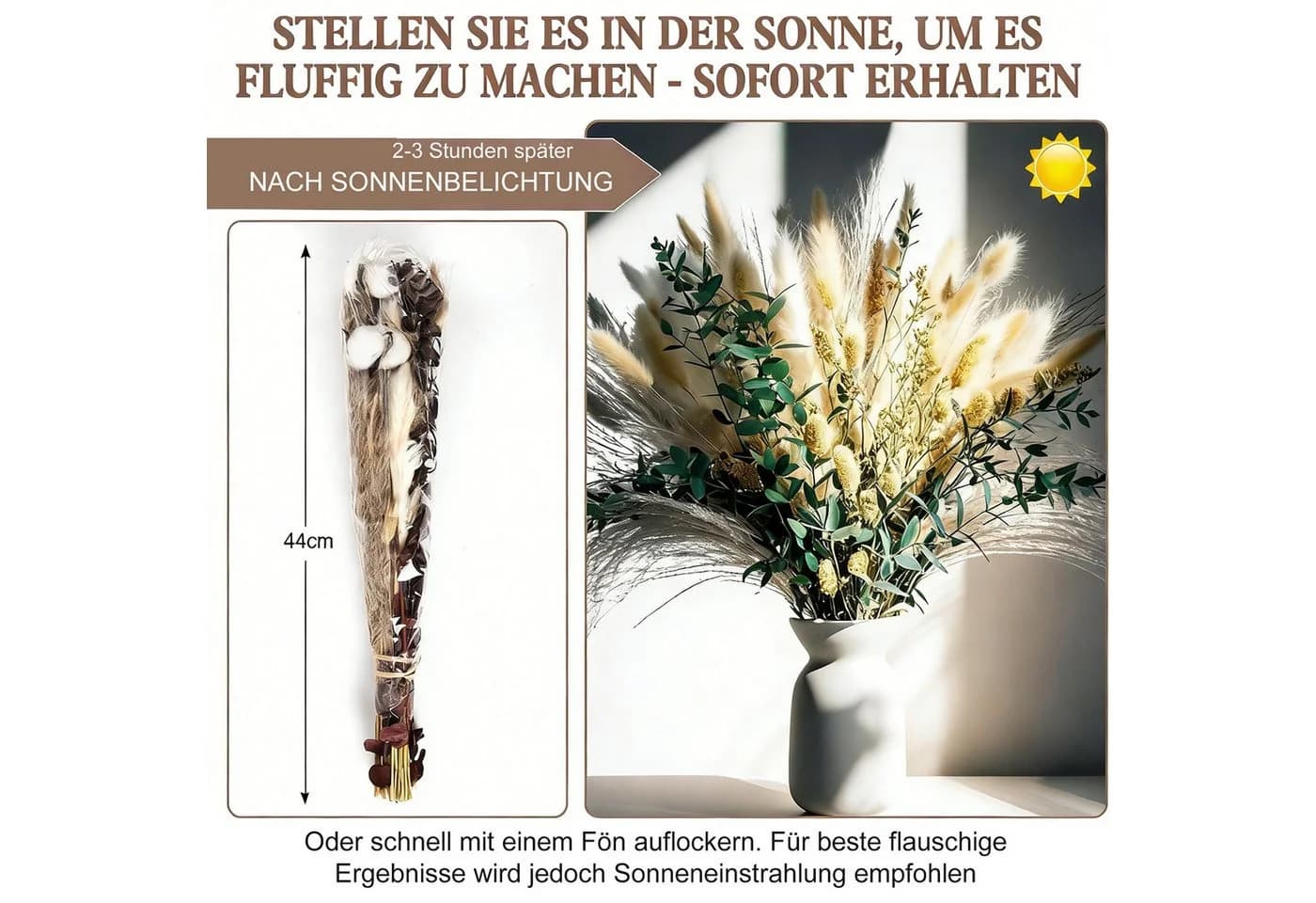 Trockenblumenstrauß aus Pampasgras und Hasenschwanzgras